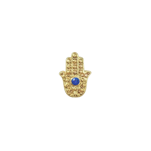 Blue Gem Hemsa | Gold Charm